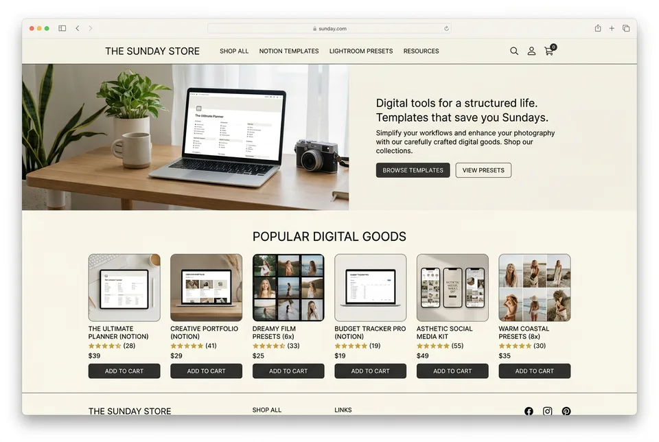 Template shop